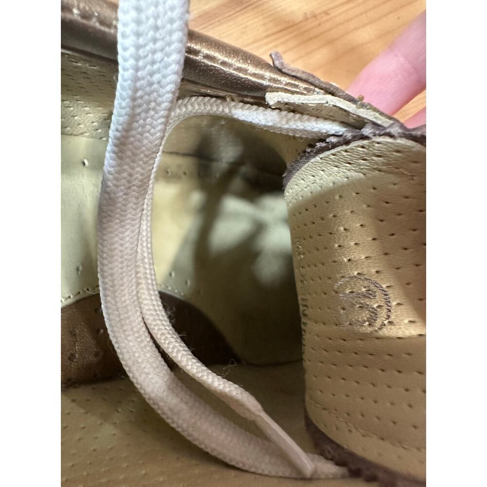 Aerogreen Leather Golf Shoes Women 10 Textured Metallic Woven Athletic Active - Picture 9 of 11